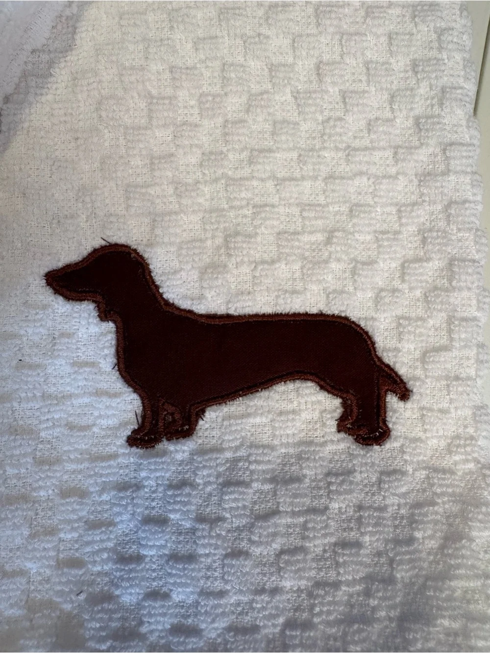 White Dachshund Embroidered Dog Hand Towels - Set of 2 NEW Made to order